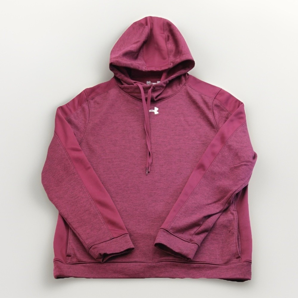 Under Armour ColdGear Hoodie Men's Large Maroon Burgundy Pullover Sweatshirt Loo